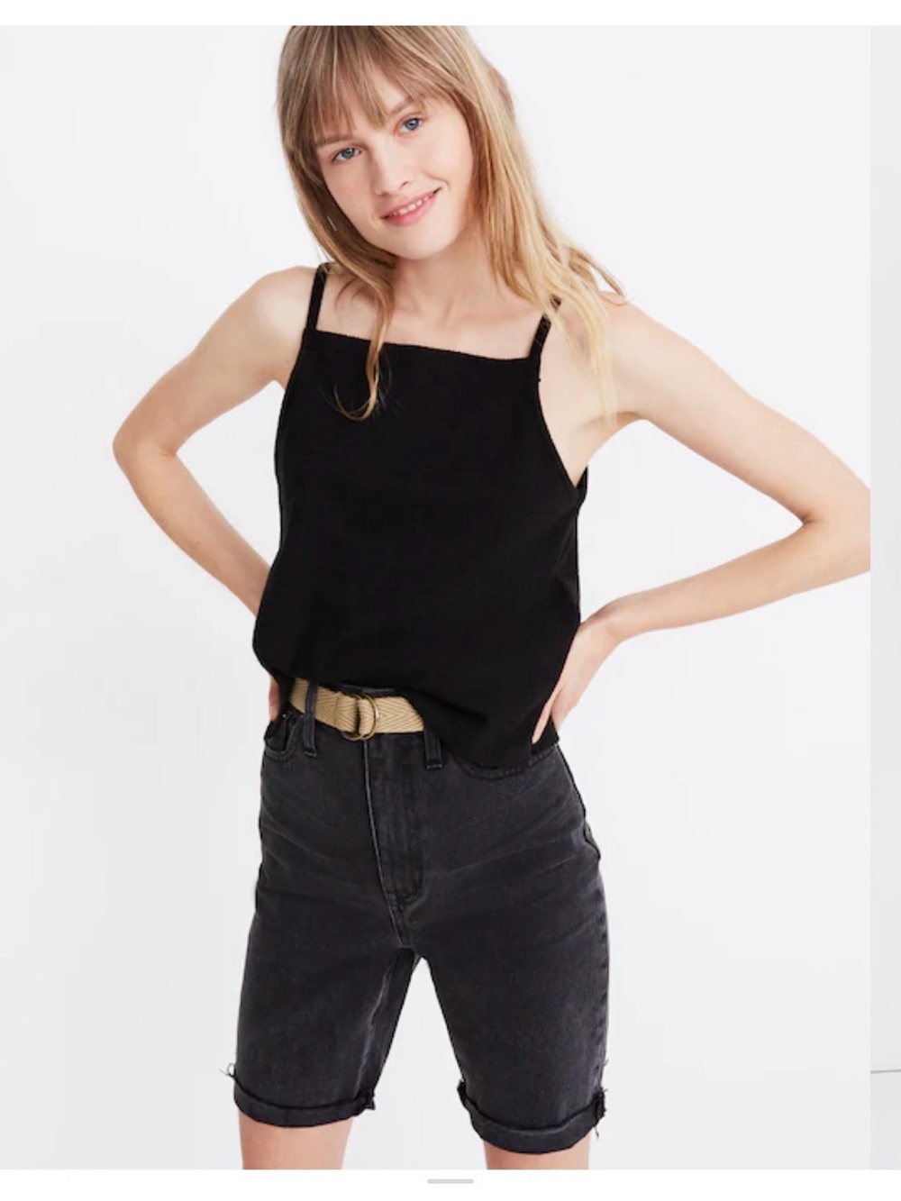 Madewell black apron tank top